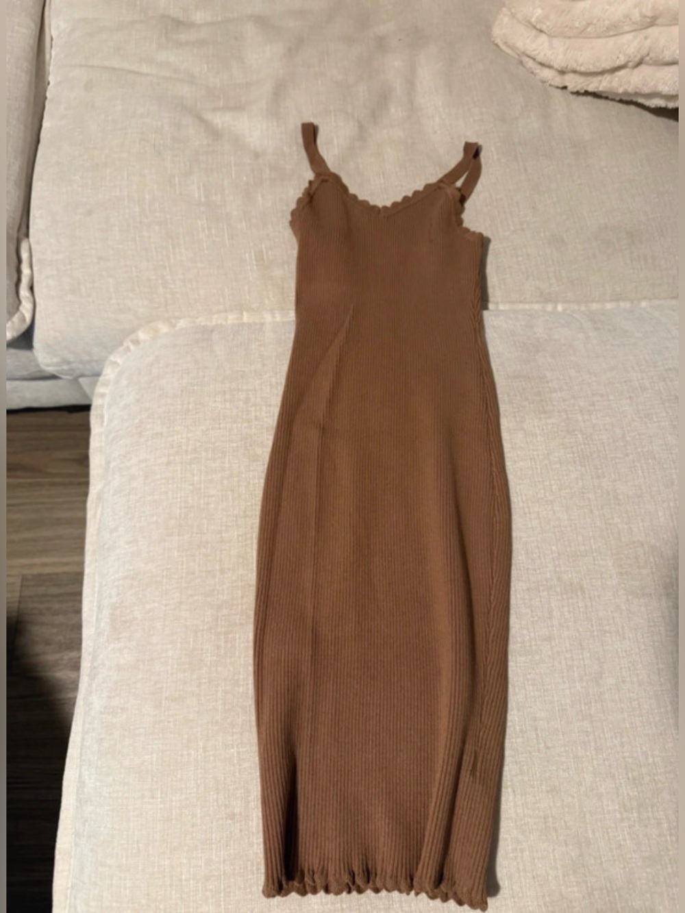 Active USA Ribbed Sleeveless Mini Dress in Brown